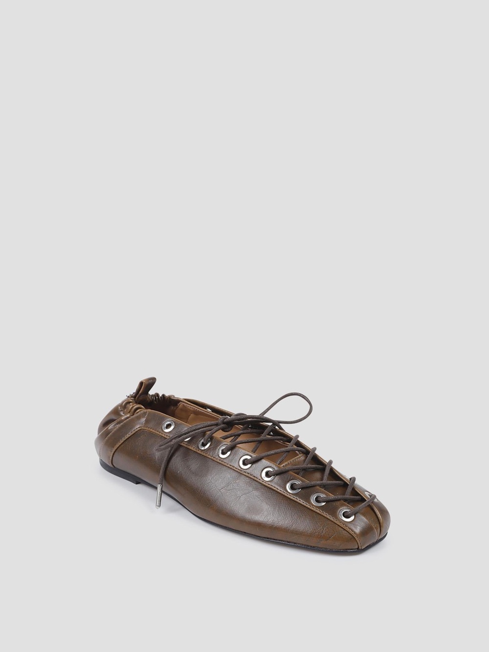 Ganni Brown Lace-Up Leather Loafers